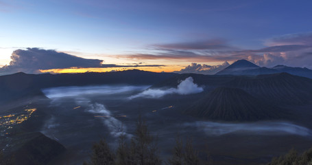 Fototapeta na wymiar Mt Bromo which is 2329 metres high, is an active volcano and part of the Tengger massif, in East Java, Indonesia
