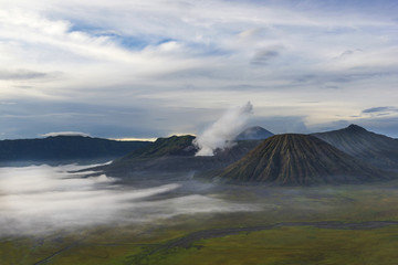 Mt Bromo which is 2329 metres high, is an active volcano and part of the Tengger massif, in East...