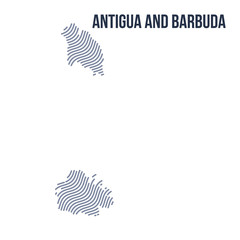 Vector abstract wave map of Antigua and Barbuda isolated on a white background.
