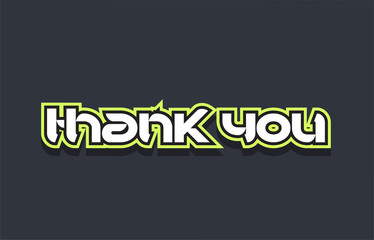 thank you word text logo design green blue white