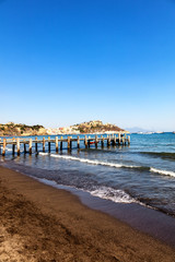Vue sur la plage de la Chiaia , Procida, golfe de Naples, région de Campanie, Italie  