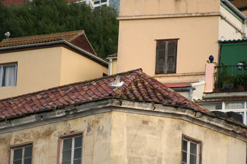 Old city over hills. 