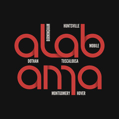 Alabama state. T-shirt and apparel vector design, print, typography, poster, emblem.
