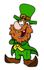 Laughing Funny Cartoon Leprechaun Character