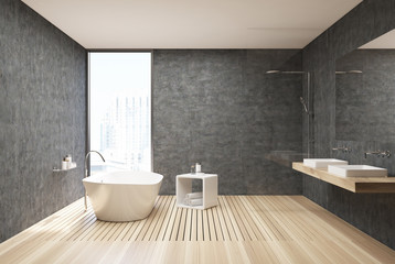 Naklejka na ściany i meble Concrete and wood bathroom