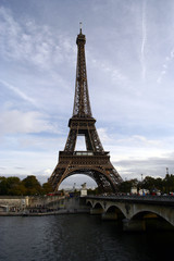 Fototapeta na wymiar Eiffel tower construction, blue sky 