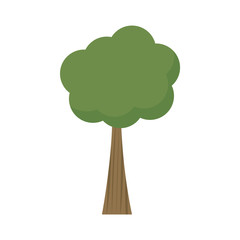 Tree vector illustration. Tree with green crown, treetop and brown trunk. Graphic print or icon, isolated on white background.