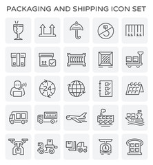 Vector line of packaging and shipping icon set.