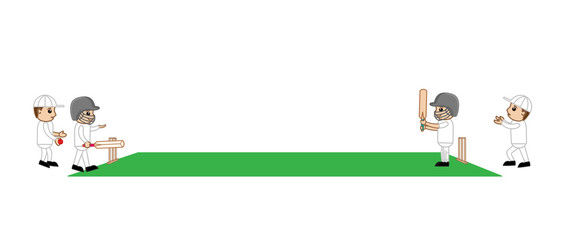 Cricket Players Playing Tournament Match