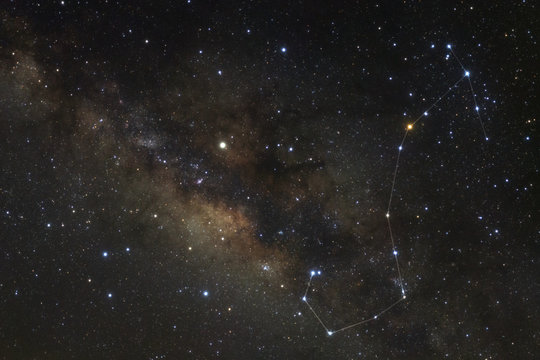Fototapeta Constellation Scorpius and milky way galaxy