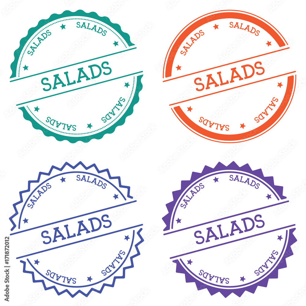 Poster salads badge isolated on white background. flat style round label with text. circular emblem vector 