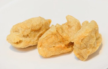 Deep Fried Fish Meat Ball on White Background