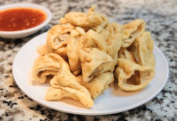 Deep Fried Fish Meat Ball with Spicy Sauce