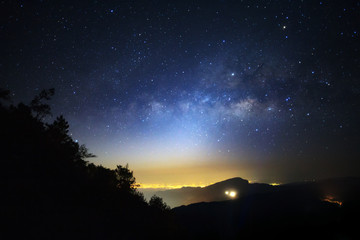 Obraz na płótnie Canvas Milky Way Galaxy at Doi inthanon Chiang mai, Thailand. Long exposure photograph. With grain