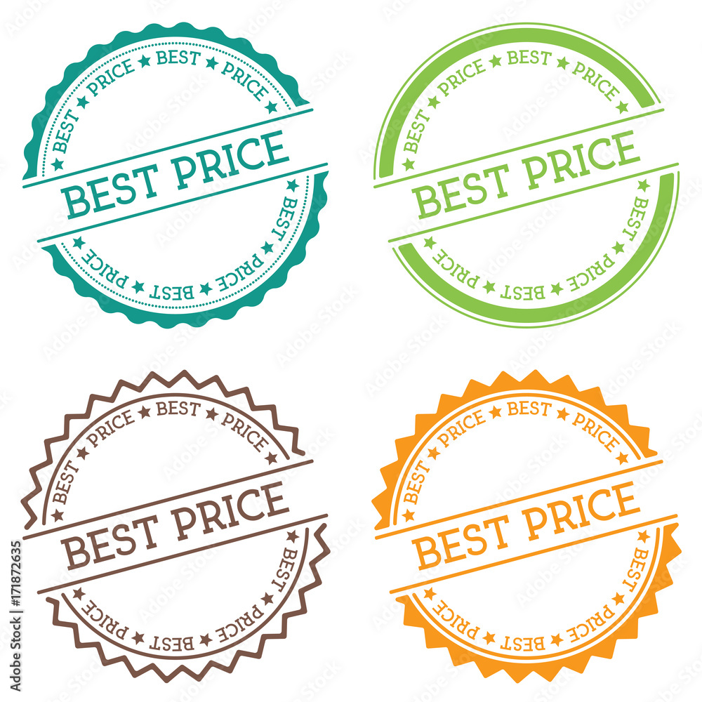 Poster best price badge isolated on white background. flat style round label with text. circular emblem vec