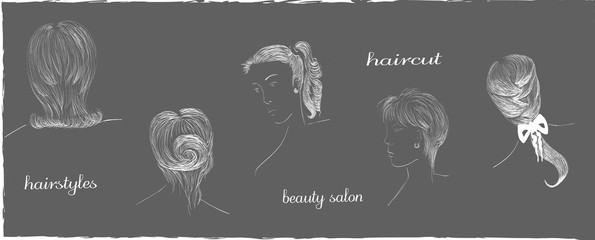 vector set hairstyles