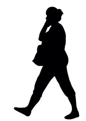 vector, isolated silhouette woman is walking