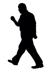 Fototapeta na wymiar isolated silhouette man is walking