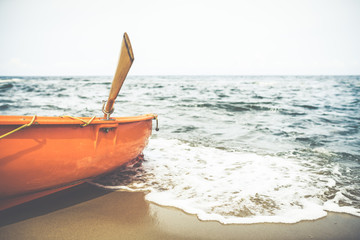 Orange lifeguard rescue boat