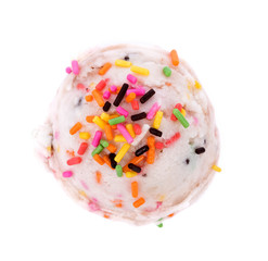 Ice cream scoops on white background