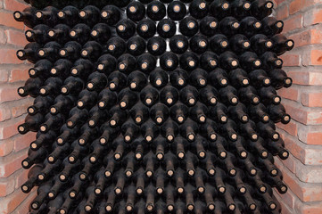 wine bottles in cellar