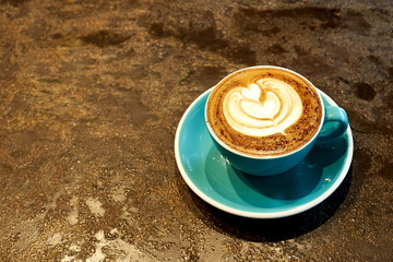  Cafe hot latte in blue cup  Cafe latte