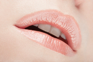 Lips, woman mouth close up