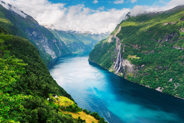 Fototapeta premium Breathtaking view of Sunnylvsfjorden fjord