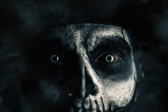 closeup of skull man