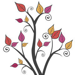 Bright Modern Autumn Leaves Branches Square Vector Illustration