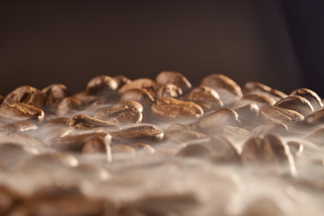 coffee beans and smoke
