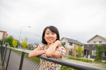 a portrait of beautiful woman in the park