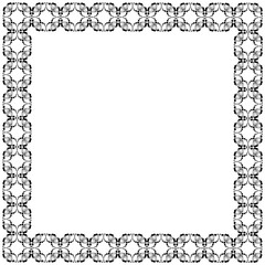 Decorative frame square shape. black geometric pattern.