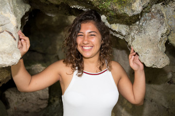 Happy cute girl having fun at the park