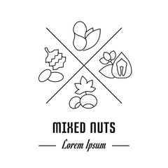 Vector Line Banner Mixed Nuts
