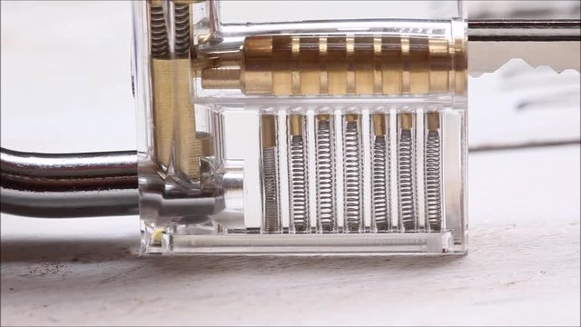 You see it inside work through a clear padlock with key