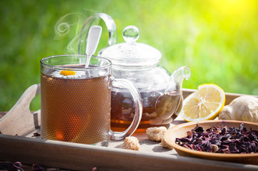 Tea on the old background