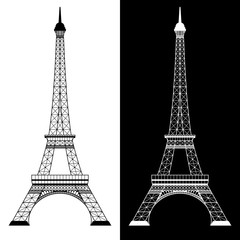 eiffel tower on white and black