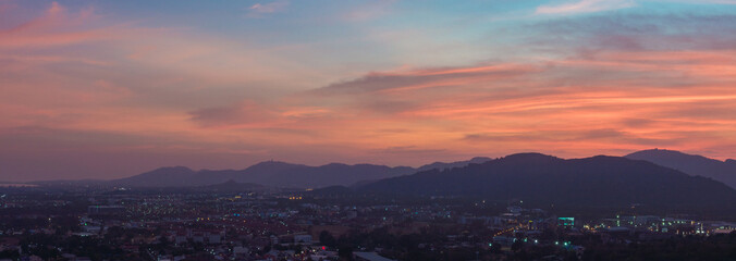 Dramatic colorful sunset and sunrise sky