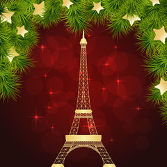 Fototapeta na wymiar greeting card with Eiffel tower