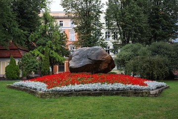 Gedenkstein auf dem Freiheitsplatz in Ratibor (polnisch Raciborz) in Oberschlesien