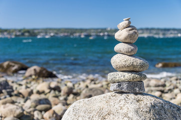 Rock balancing in Vancouver stone stacking garden
