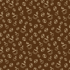 Seamless pattern of coffee. Vector illustration.