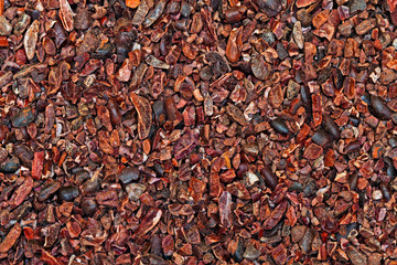 Raw cocoa nibs texture