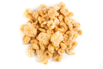 Pile of pork rinds isolated on a white background