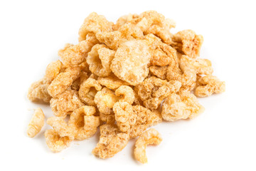 Pile of pork rinds isolated on a white background