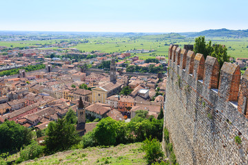 Soave town aerial view.Italian landscape