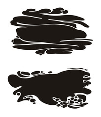 Blots. Vector graphic template imitation of oil puddles. Two spots of black puddles. 