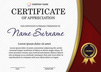 certificate or diploma template with luxury pattern,and award symbol,Vector illustration 
