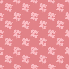 Seamless floral pattern. Silhouette of roses on a red background.